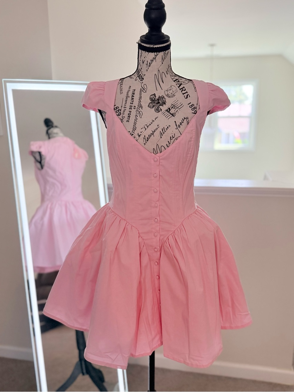 NWT Dolls Kill Sugar Thrillz Sweet of You Peplum Dress - Medium Pink